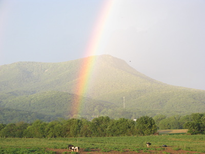 Rainbow over mountains in Shenandoah Valley, VA