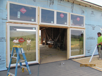 Installing windows during barn renovation at Cross Keys Barn wedding barn.