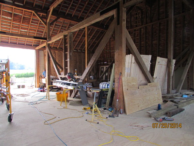 Barn renovation on historical farming barn later turned into wedding venue in Virginia.